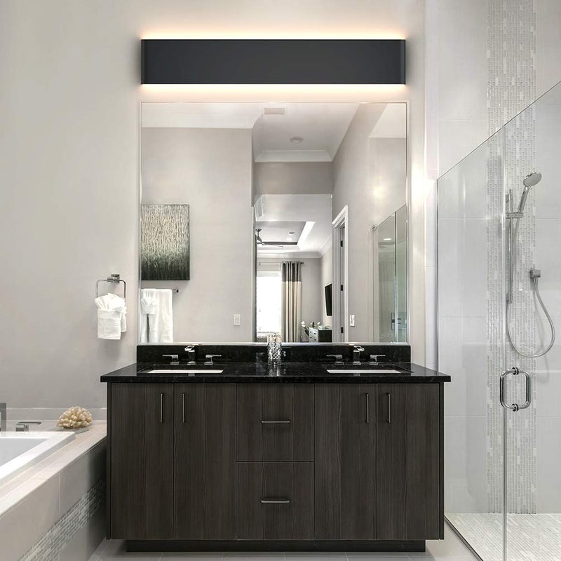 Aipsun 30W/32.6in Modern Black Vanity Light Indoor Modern Rectangular LED Wall Mount Light Up and Down Vanity Light for Bathroom Lighting Fixtures Warm Light 3000K - Image 2